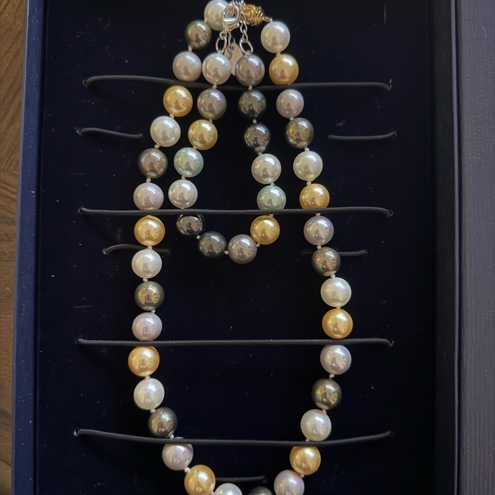 Stauer Multicolored Glass Pearl Necklace Bracelet Set